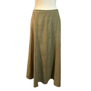 Norton McNaughton Olive A-Line Faux Suede Maxi Skirt ** see notes and pictures**